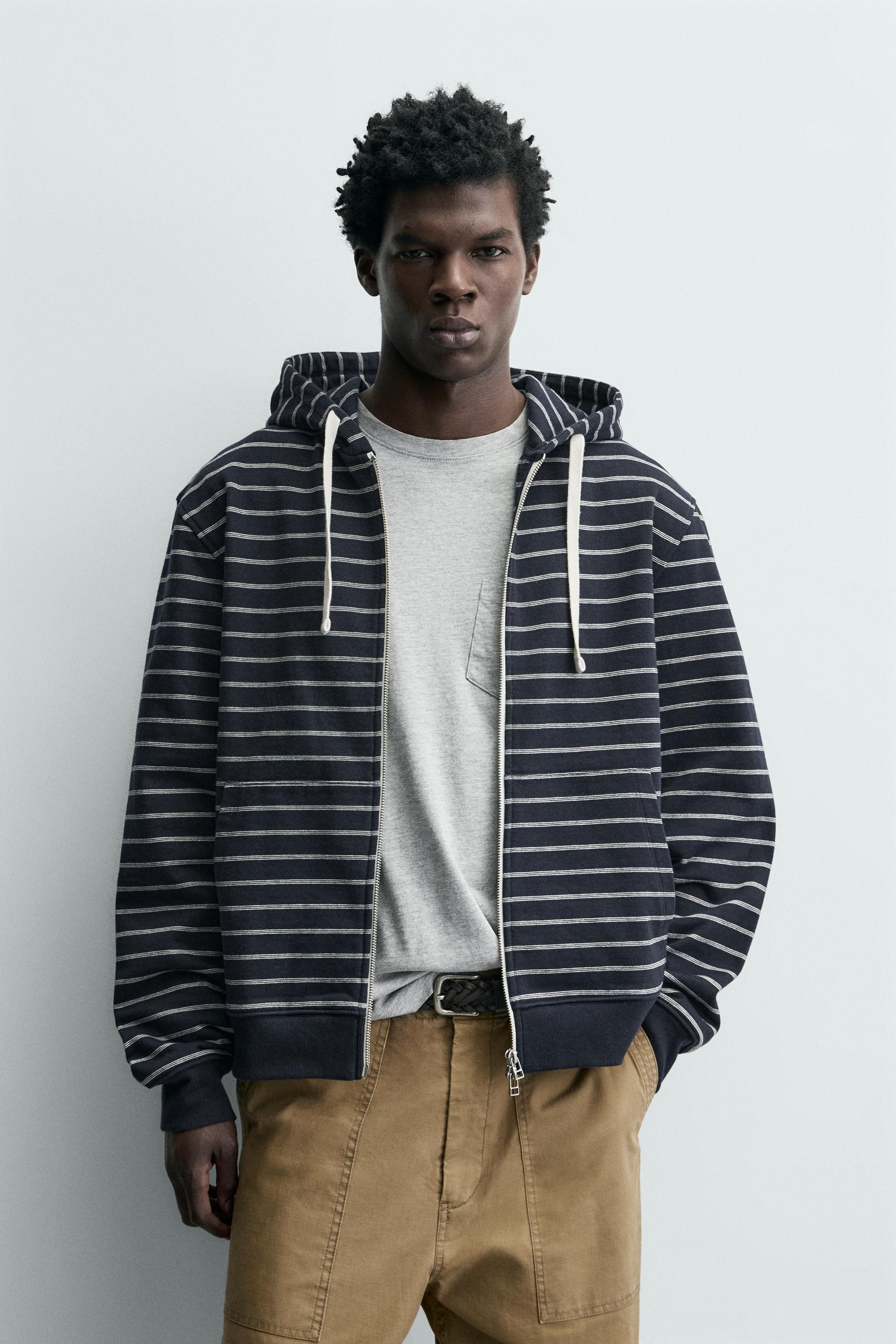 STRIPED HOODIE SWEATSHIRT